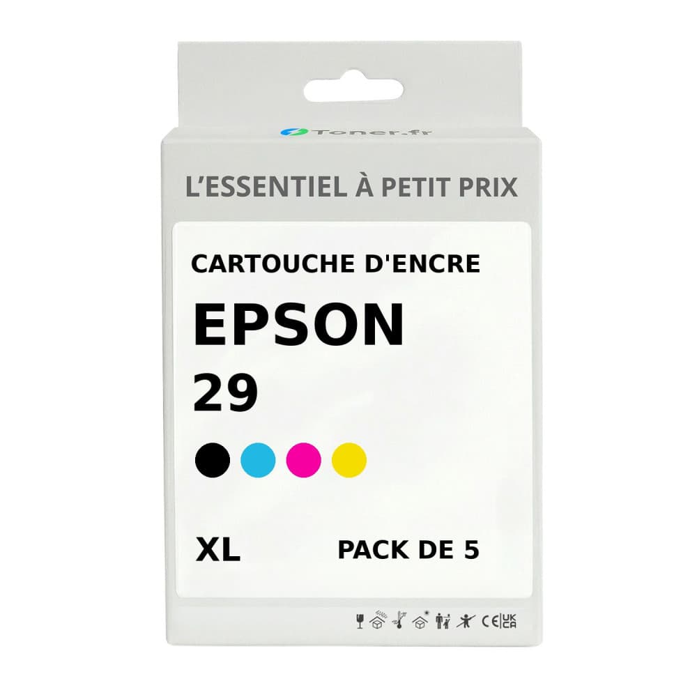 Pack de 5 cartouches d'encre compatibles Epson 29 XL Noir et couleurs